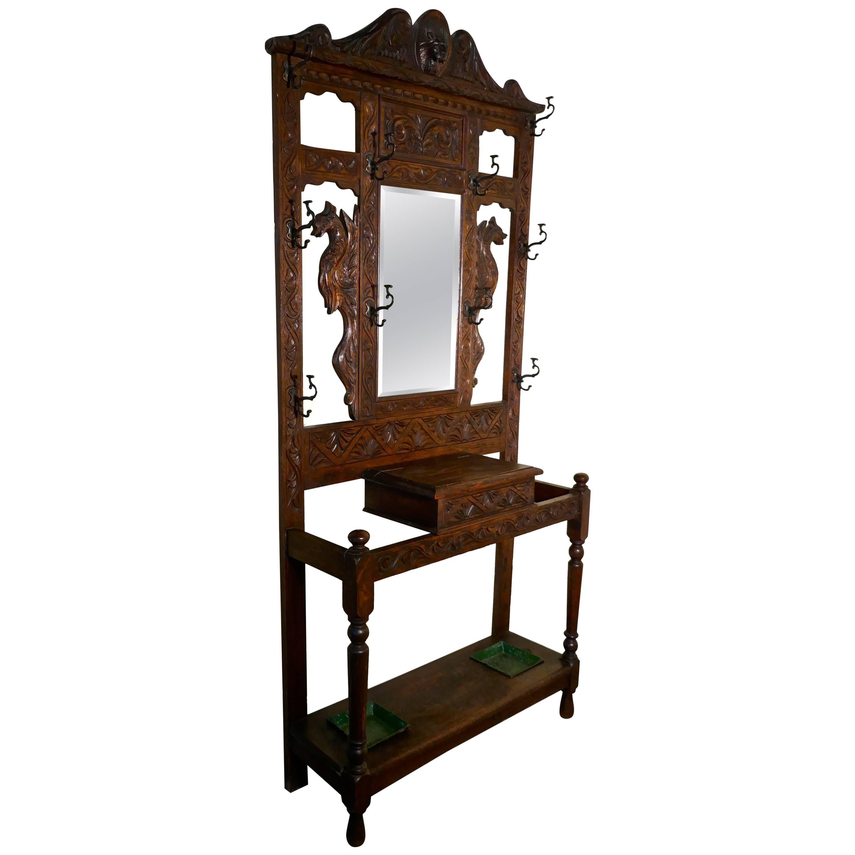 Victorian Green Man Gothic Carved Oak Hall Stand at 1stDibs victorian