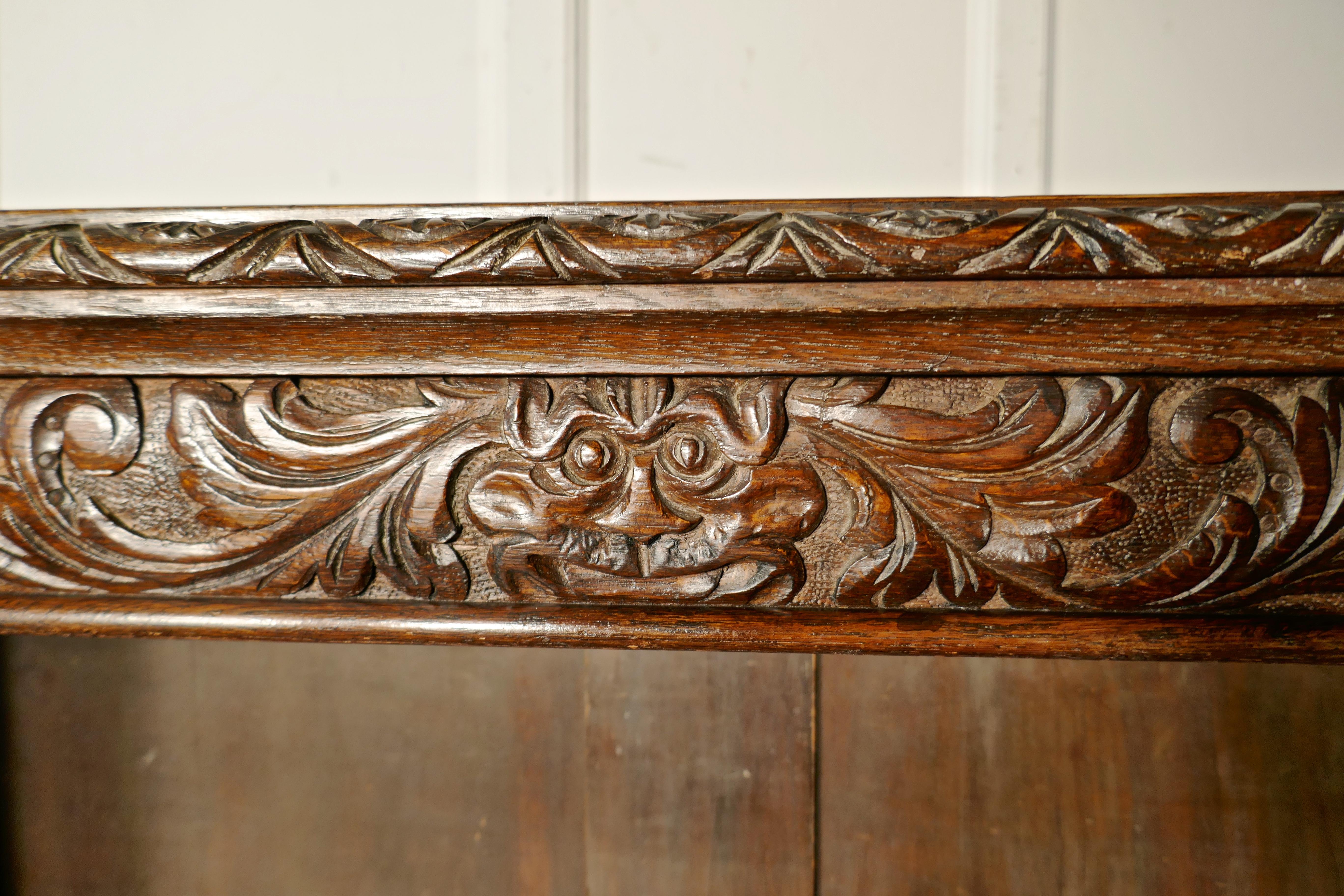 Victorian Green Man Gothic Open Bookcase 1