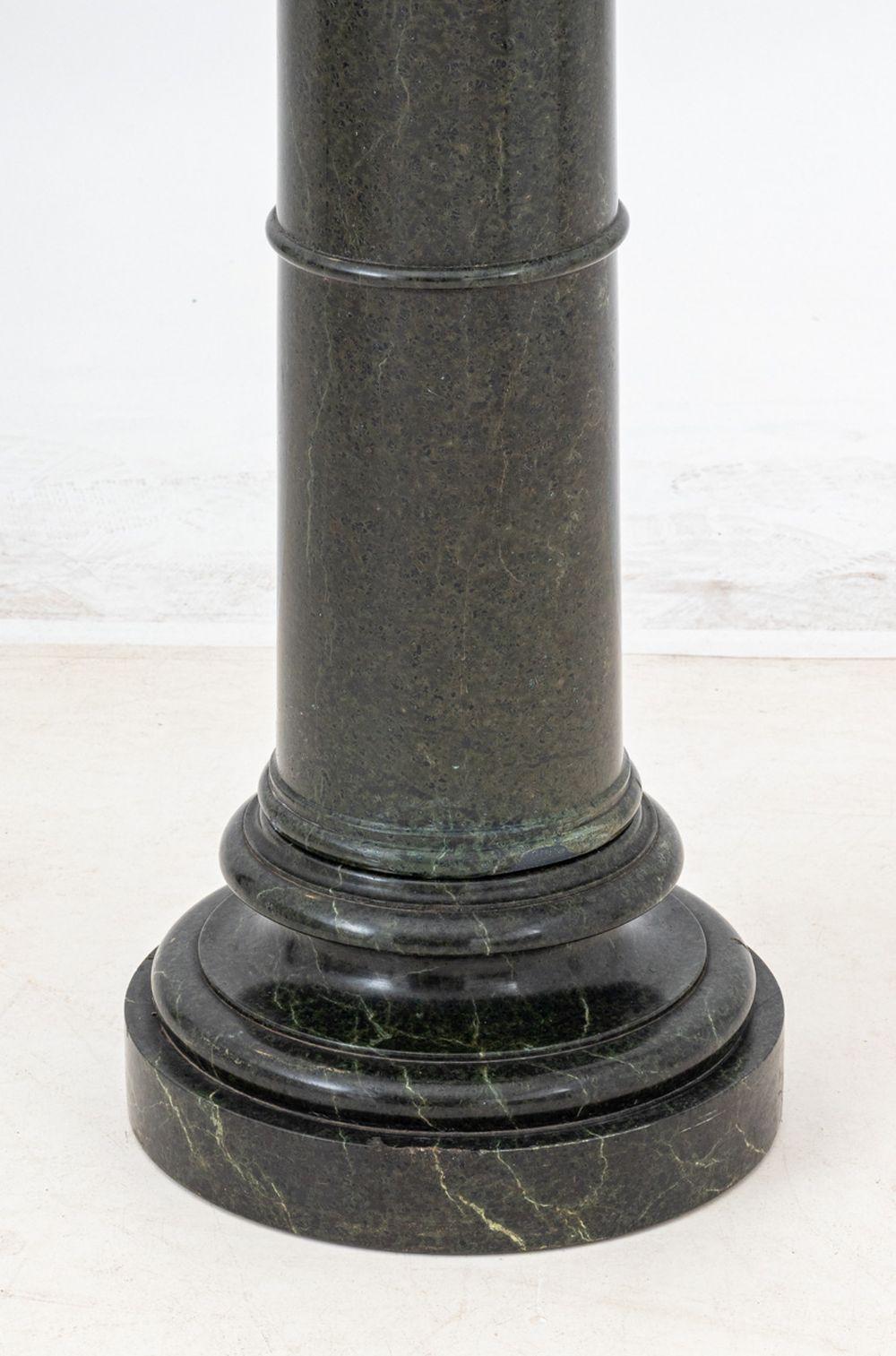British Victorian Green Serpentine Pedestal For Sale