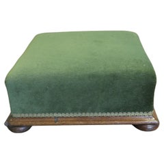 Victorian Green Velvet Foot Stool  A Lovely piece this Victorian stool is Square