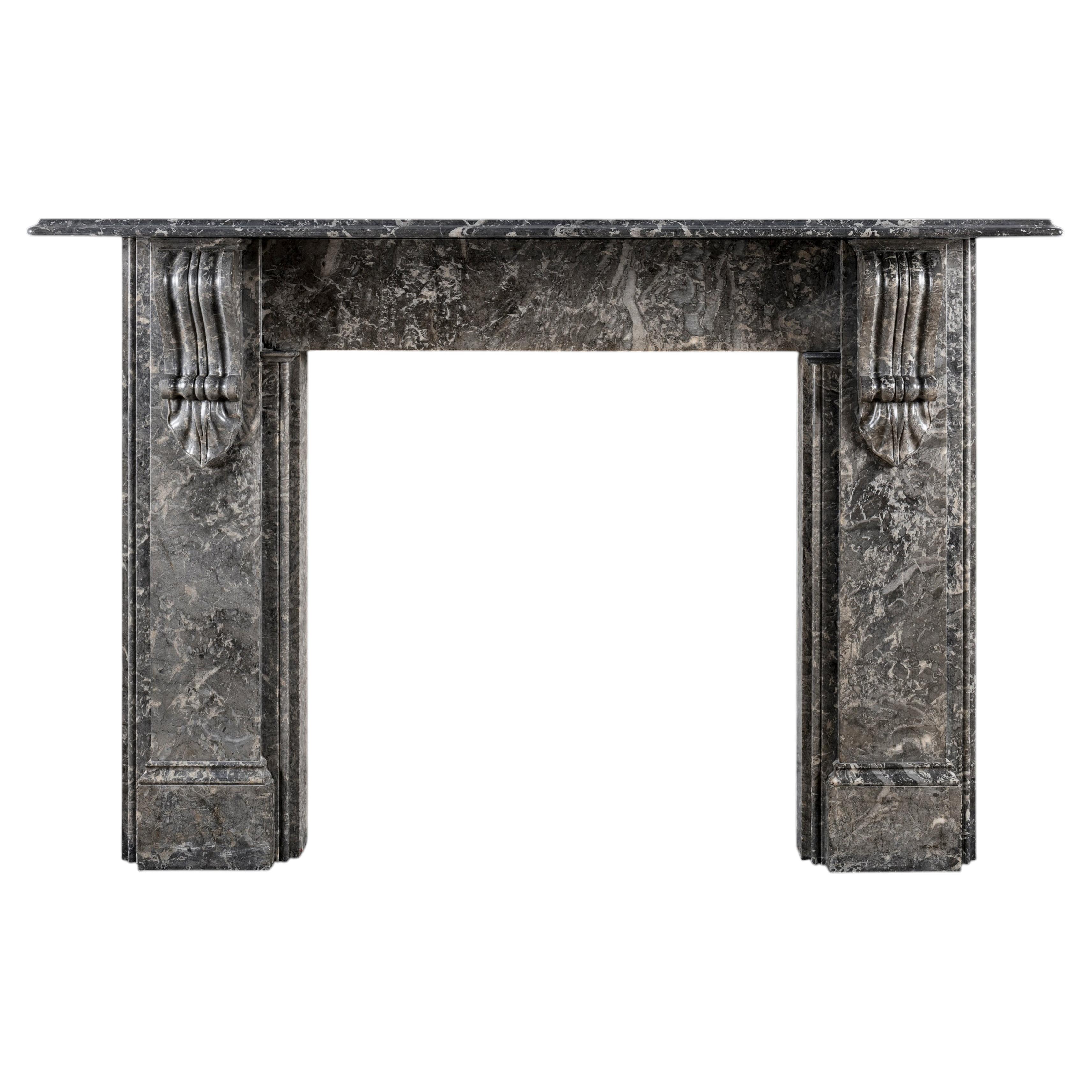 Victorian Grey St Anne Marble Corbel Fireplace Surround. For Sale