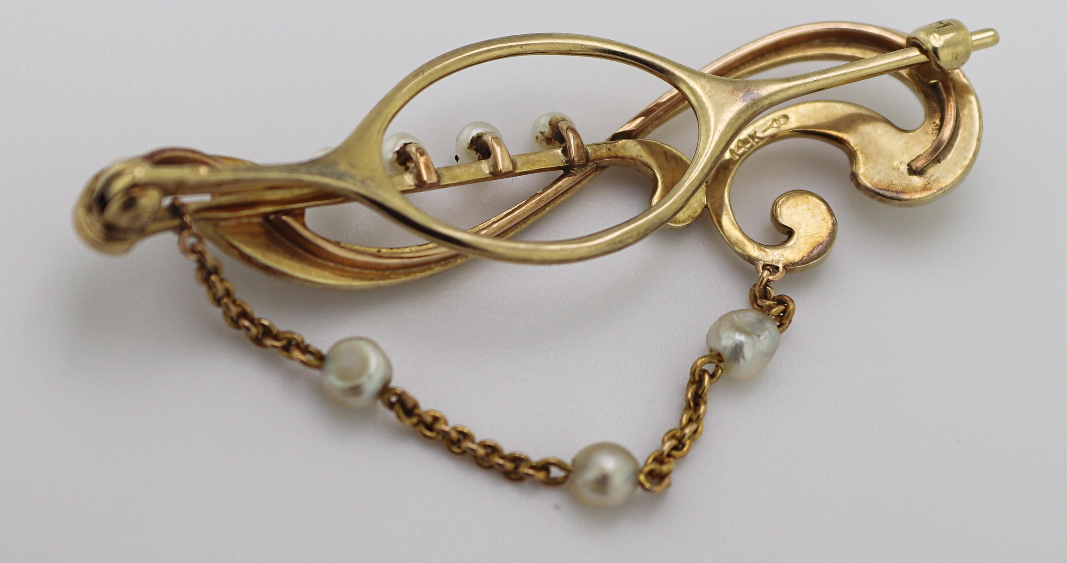 Victorian Griscom &Osborn American Fresh Water Seed Pearl 14k Gold Hair Barrette In Good Condition For Sale In Pleasant Hill, CA