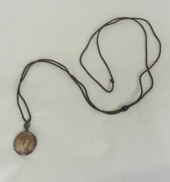 Victorian Gunmetal Photo Locket Slide Necklace