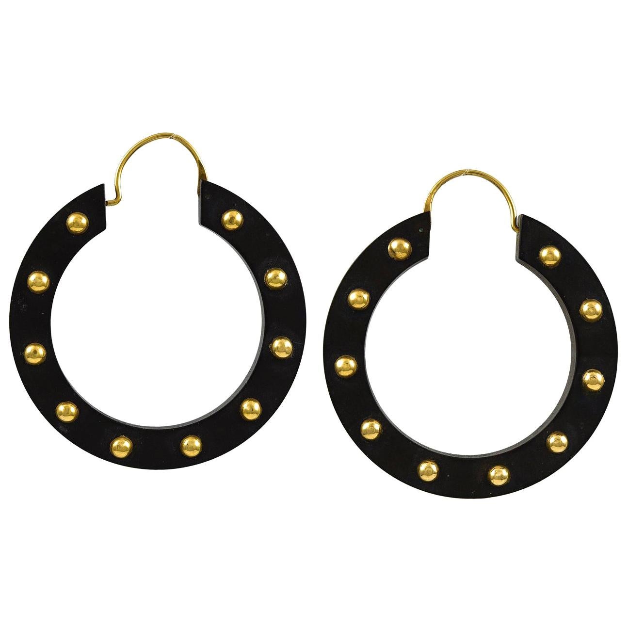 Victorian Gutta Percha and Gold Earrings