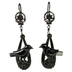 Victorian Gutta Percha Bird Earrings