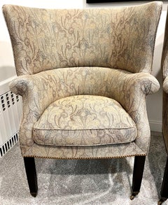 Victorian Hagan Wainscott Wingback Wing Chairs, Pair