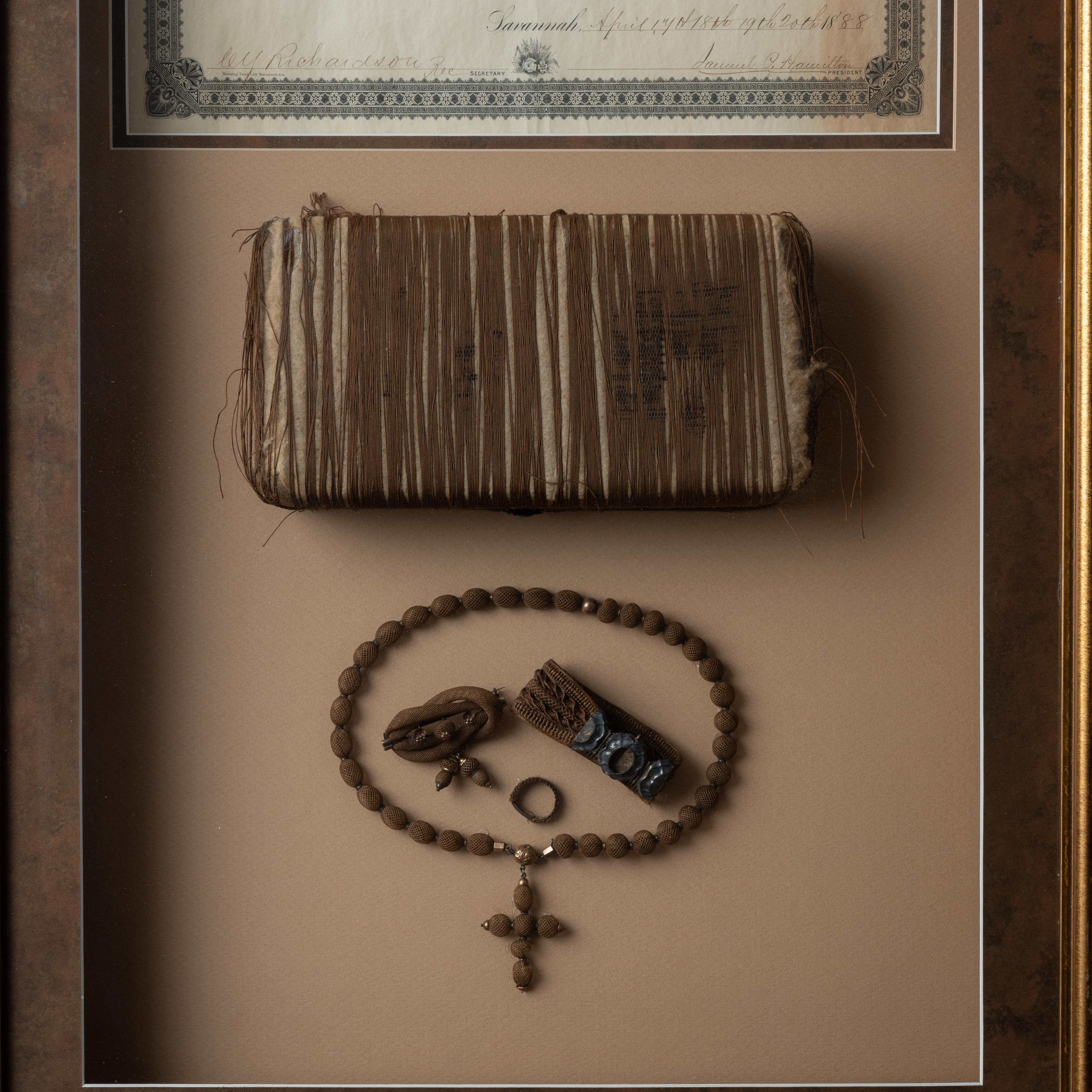 Late 19th Century Victorian Hair-Work, Savannah, Georgia, 1888 For Sale
