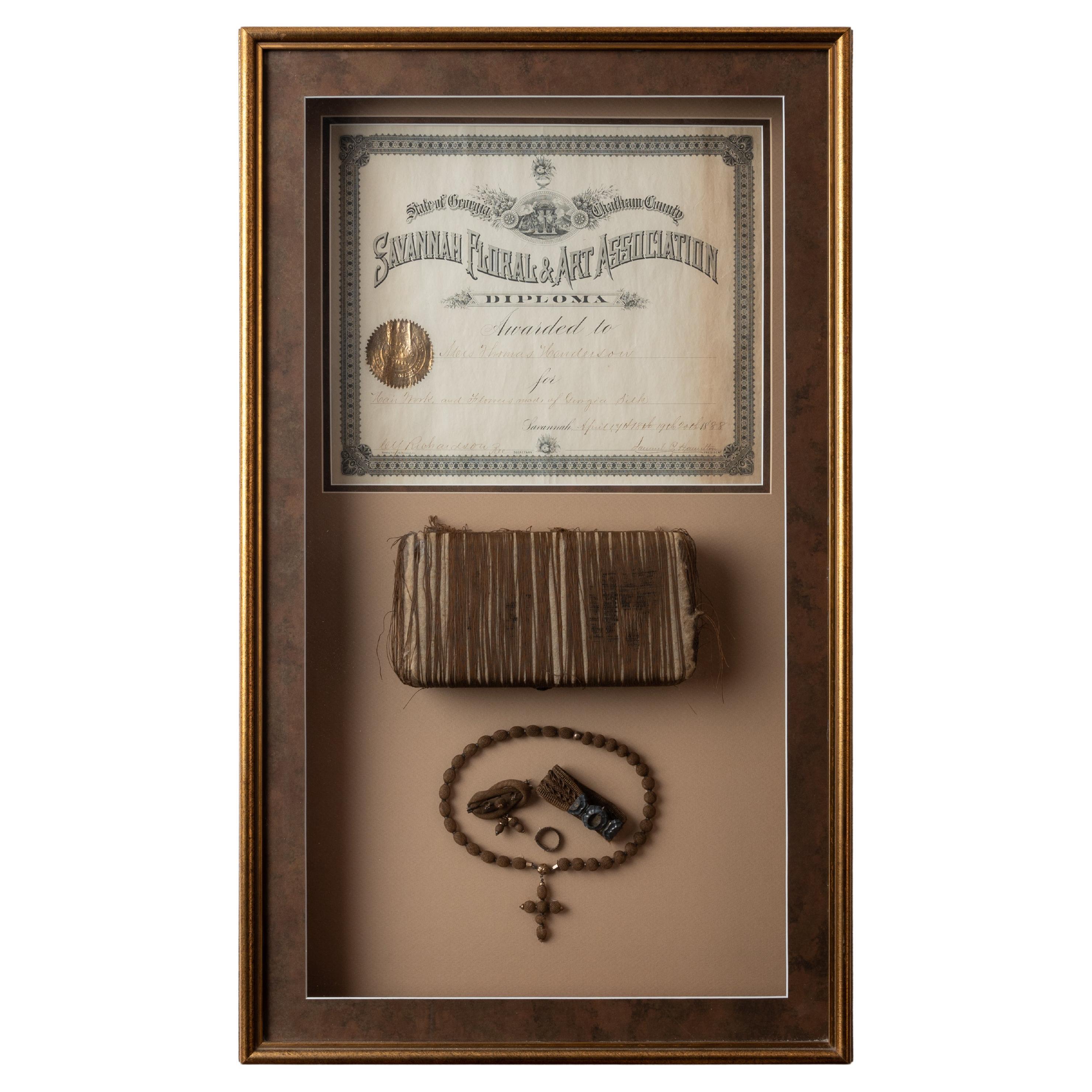 Victorian Hair-Work, Savannah, Georgia, 1888 For Sale