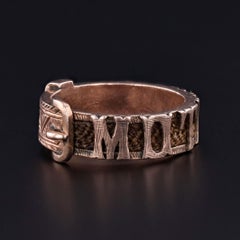 Bague de mère victorienne en or 9k, ornée de cheveux