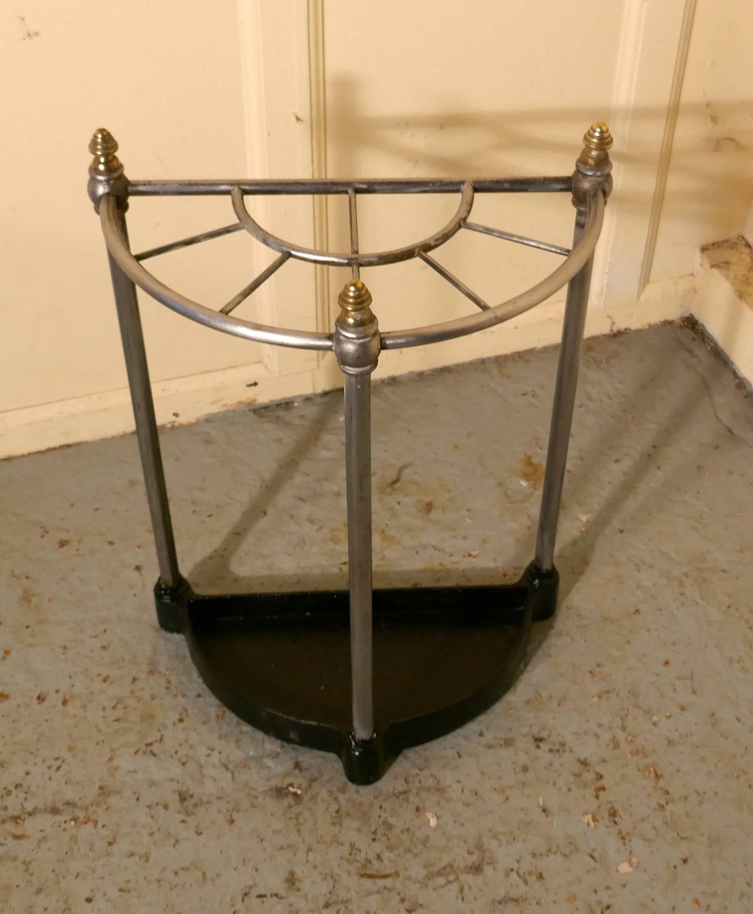 Victorian Half Round Steel and Iron Stick Stand or Umbrella Stand In Good Condition In Chillerton, Isle of Wight
