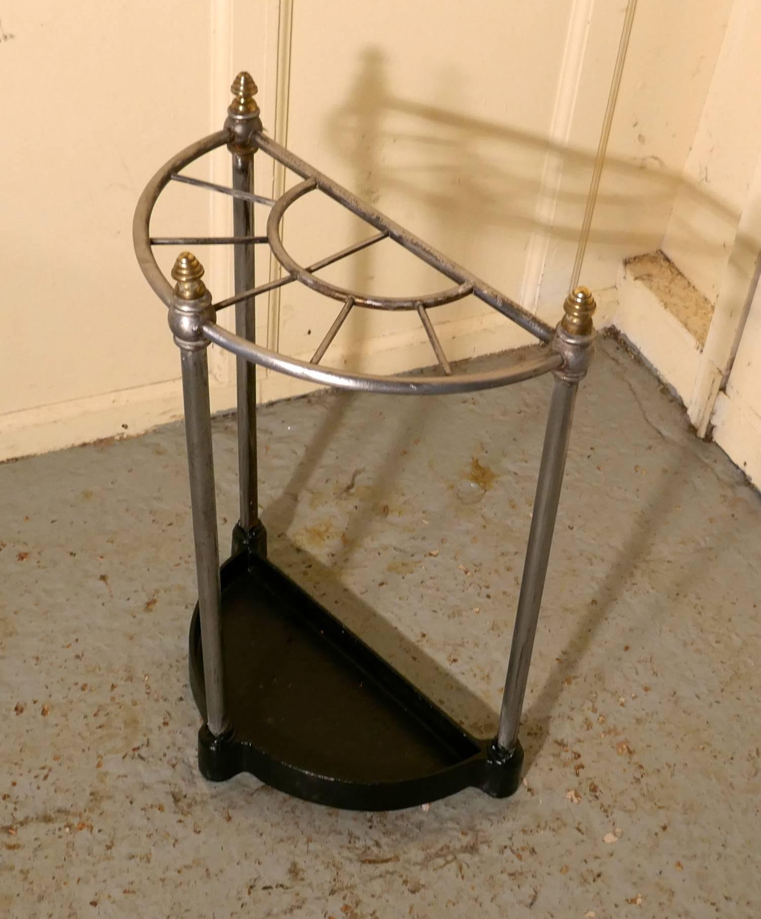 Victorian Half Round Steel and Iron Stick Stand or Umbrella Stand 1