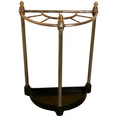 Victorian Half Round Steel and Iron Stick Stand or Umbrella Stand