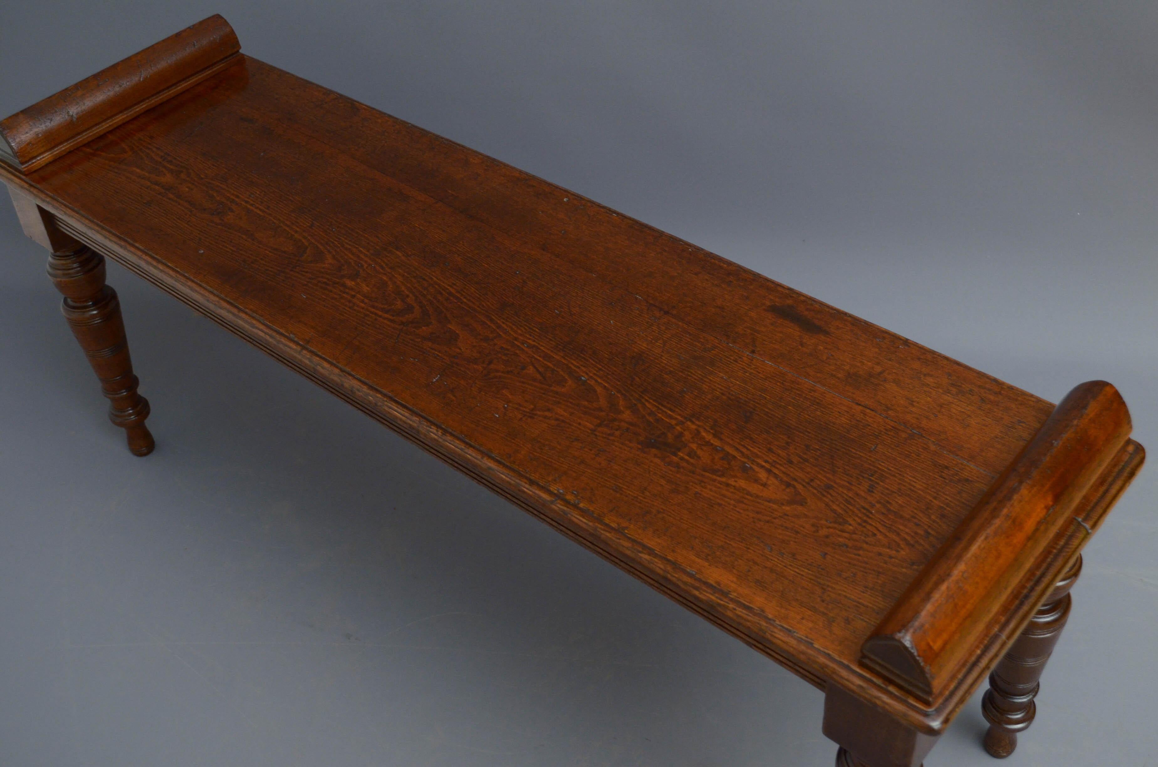 19th Century Victorian Hall Bench in Oak