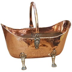 Victorian Hammered Copper and Brass Log Bucket