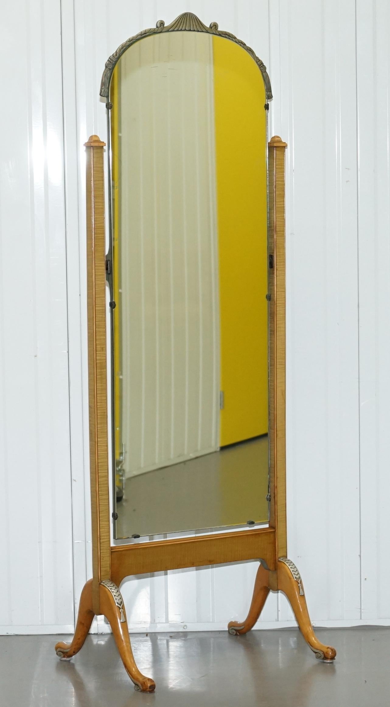 Miroir de chambre à coucher victorien Hampton & Son's en bois de citronnier pour chambre à coucher en vente 5