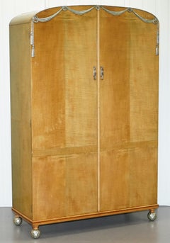 Victorian Hampton & Son's Satinwood Bedroom Suite Wardrobe Dressing Table Mirror