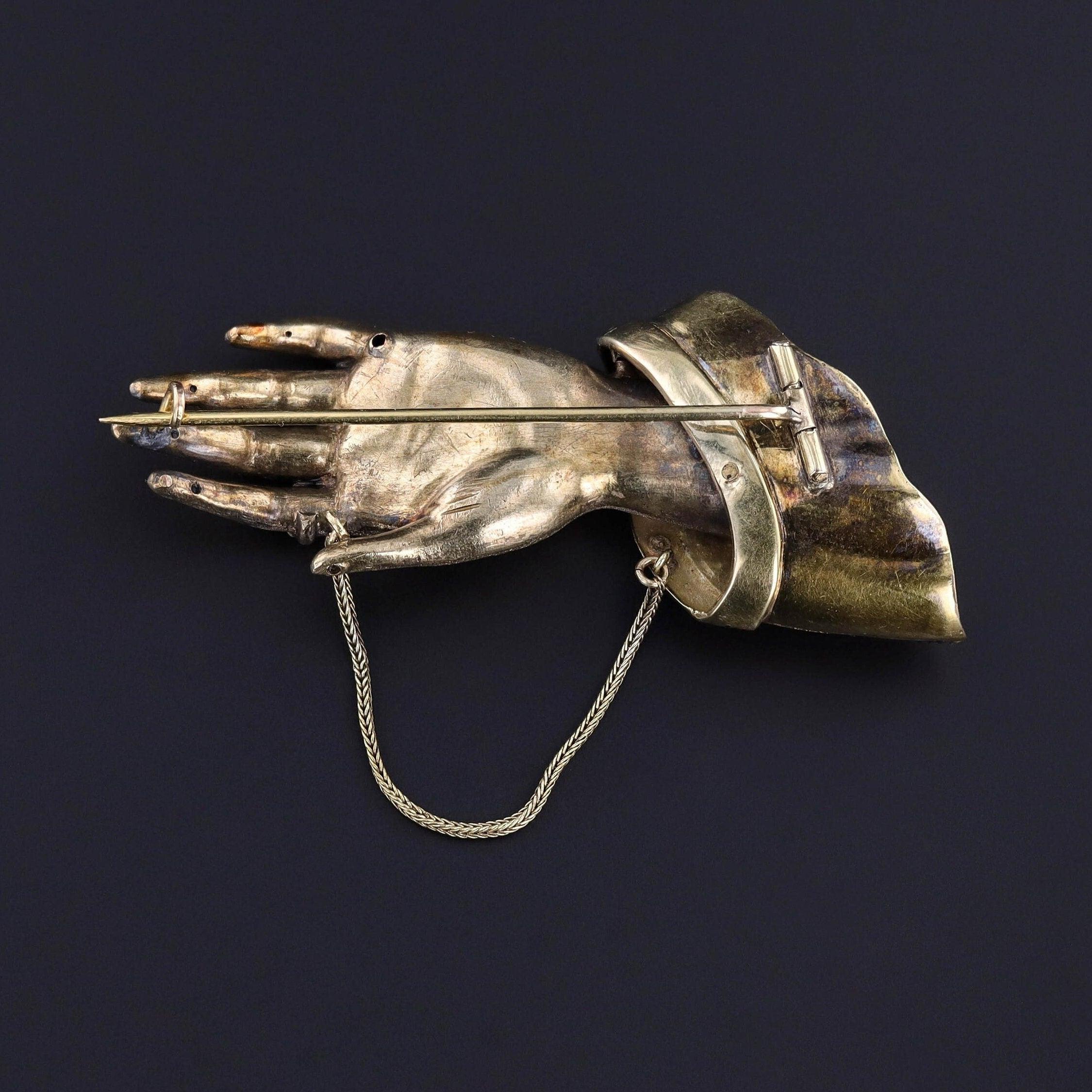 Vittoriano Spilla a mano vittoriana in oro 14k in vendita