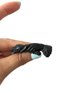 Victorian Hand-Carved Bog Oak Hand Holding Wheat Brooch Circa 1870