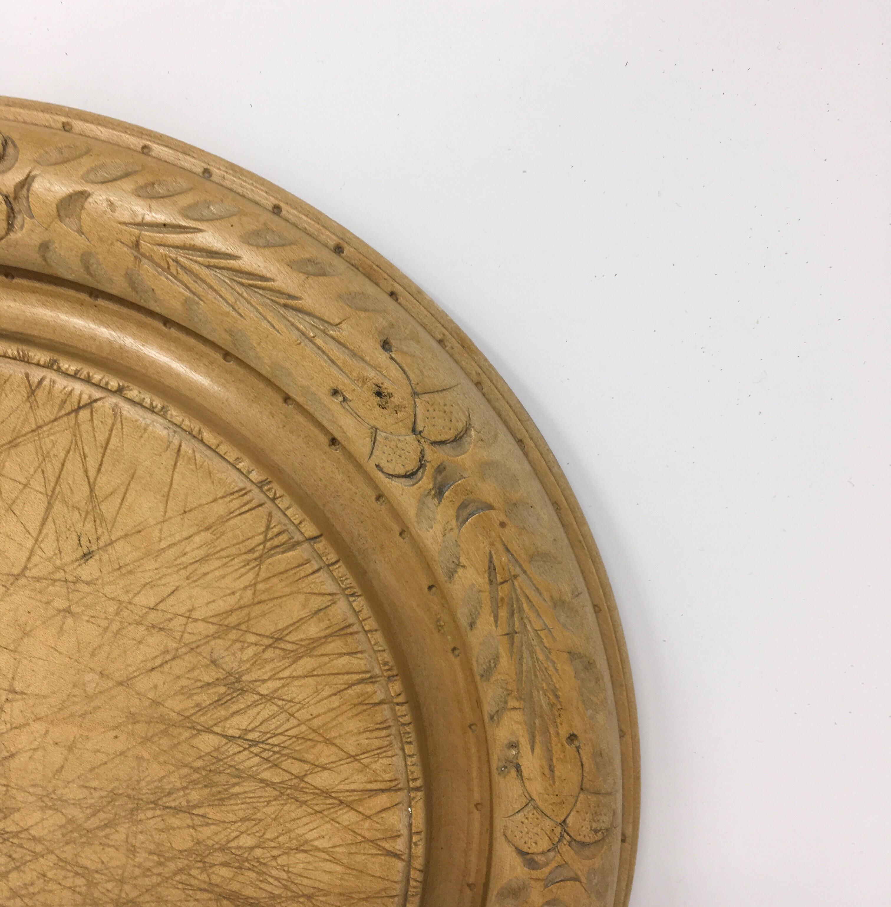 Victorian Hand Carved Bread Board In Good Condition In Houston, TX