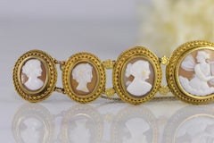 Victorian Hand Carved Cameo Bracelet Gold