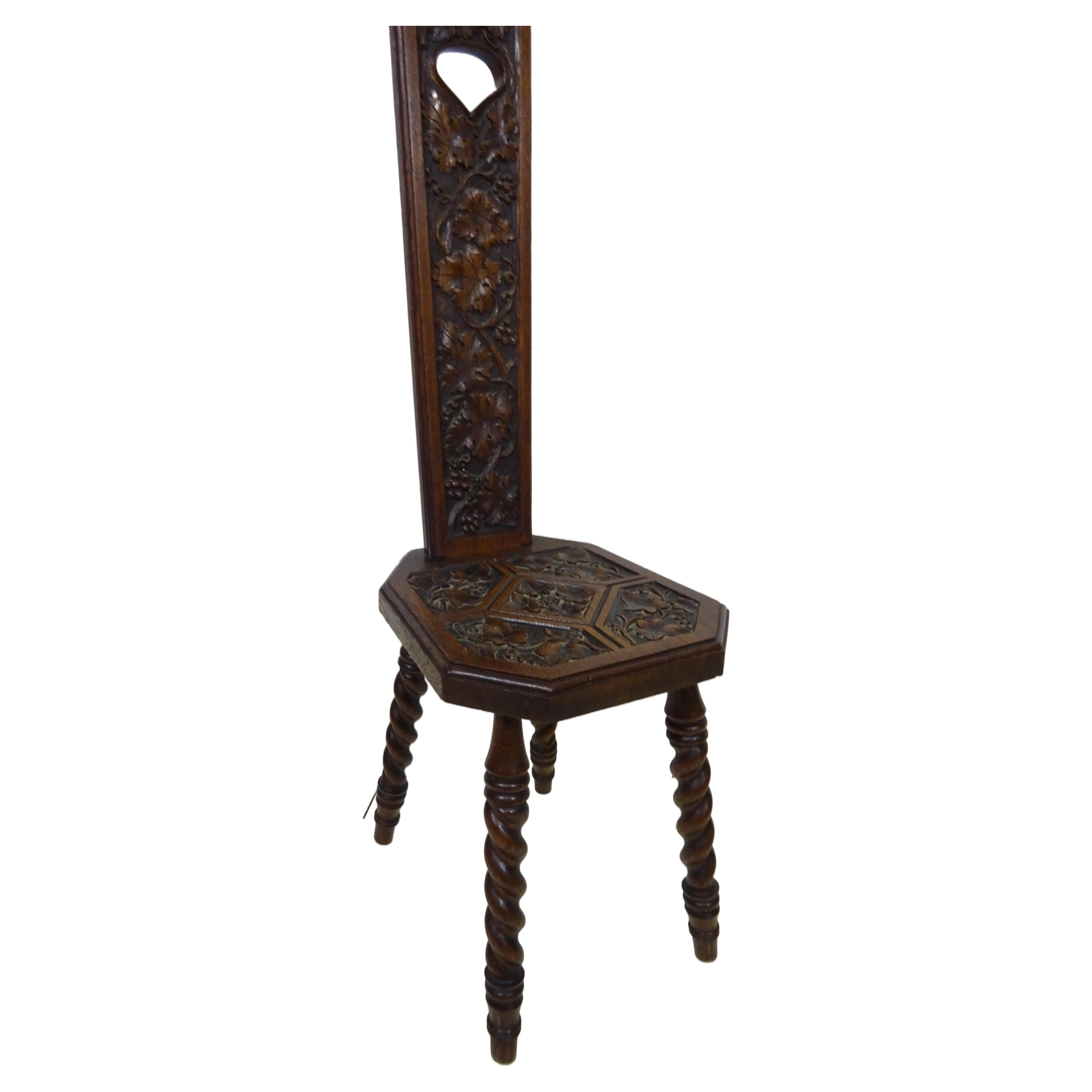 Victorian Hand Carved Hall Chair For Sale