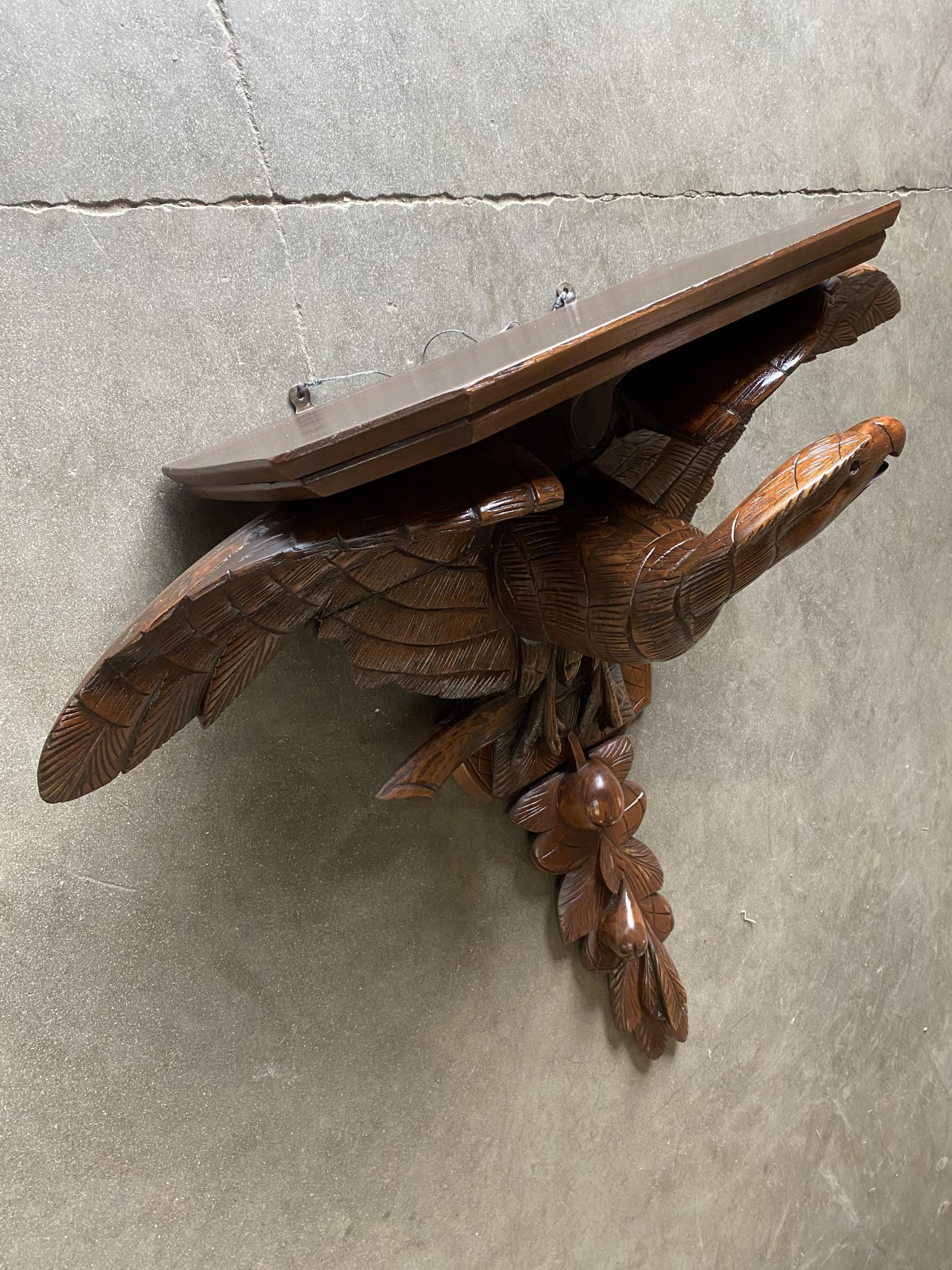 Late Victorian Victorian Hand Carved Oak American War Eagle Wall Shelf Sconce For Sale