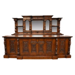 Victorian Hand Carved Oak Front and Back Pub Bar