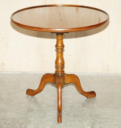 Victorian Hand Carved Pollard Oak Tilt Top Tripod Wine Side End Lamp Table