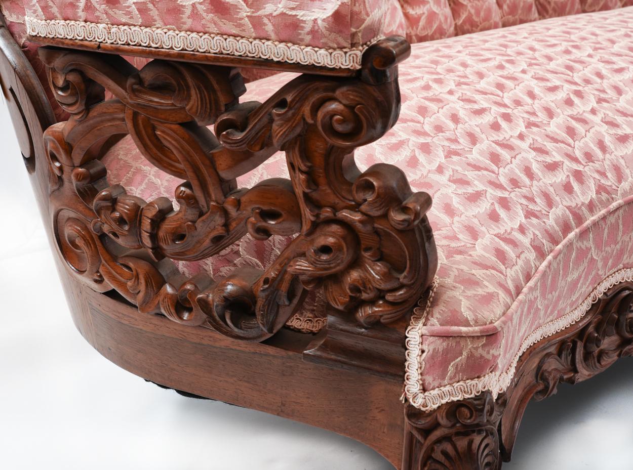 Victorian Hand Carved Rosewood Sofa 1