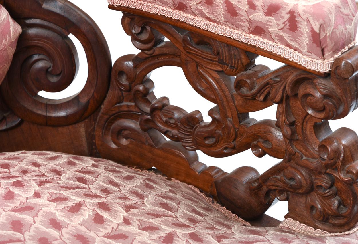 Early 19th Century Victorian Hand Carved Rosewood Sofa