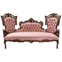 Victorian Hand Carved Rosewood Sofa