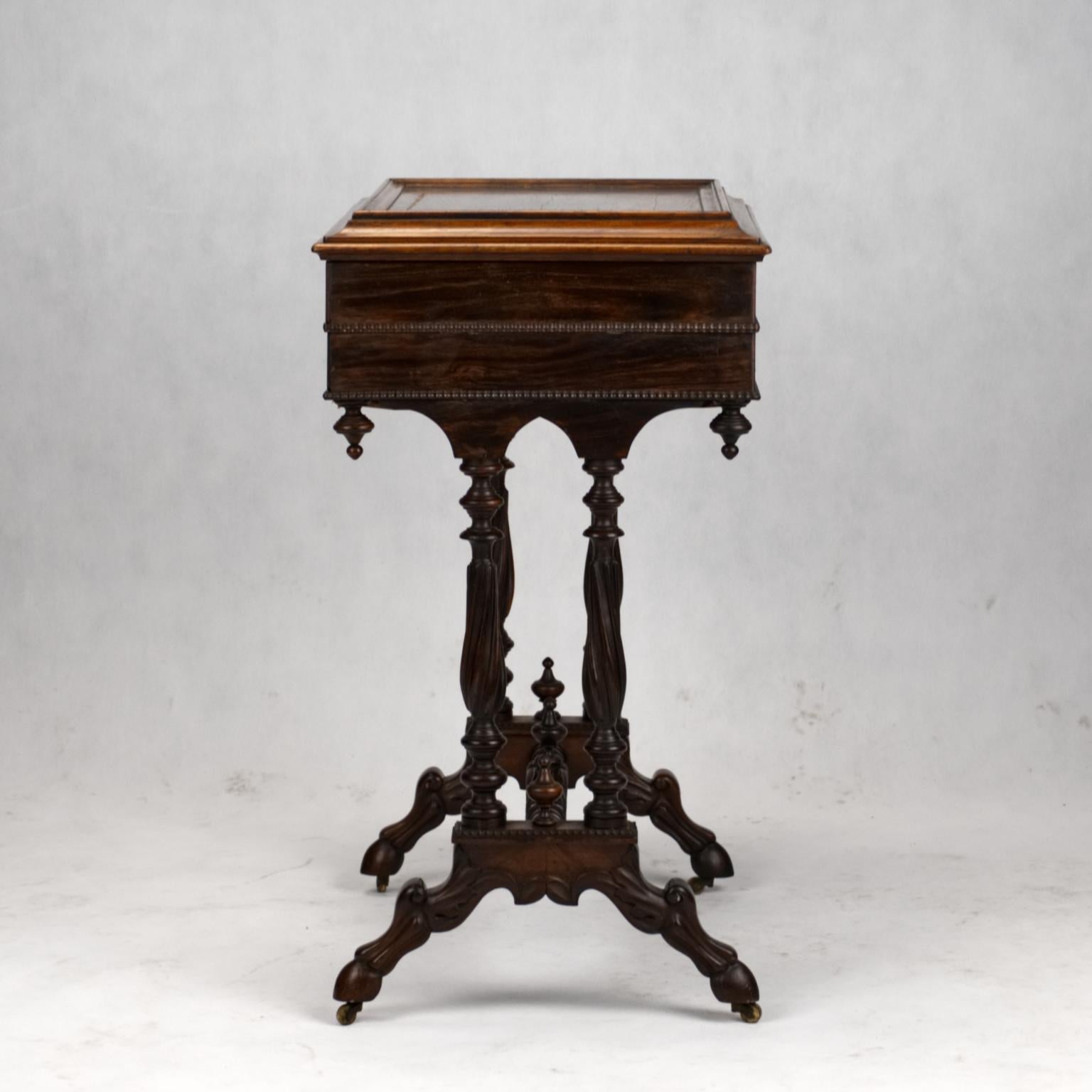 Victorian Hand Carved Rosewood Vanity or Work Table, 19th Century 1