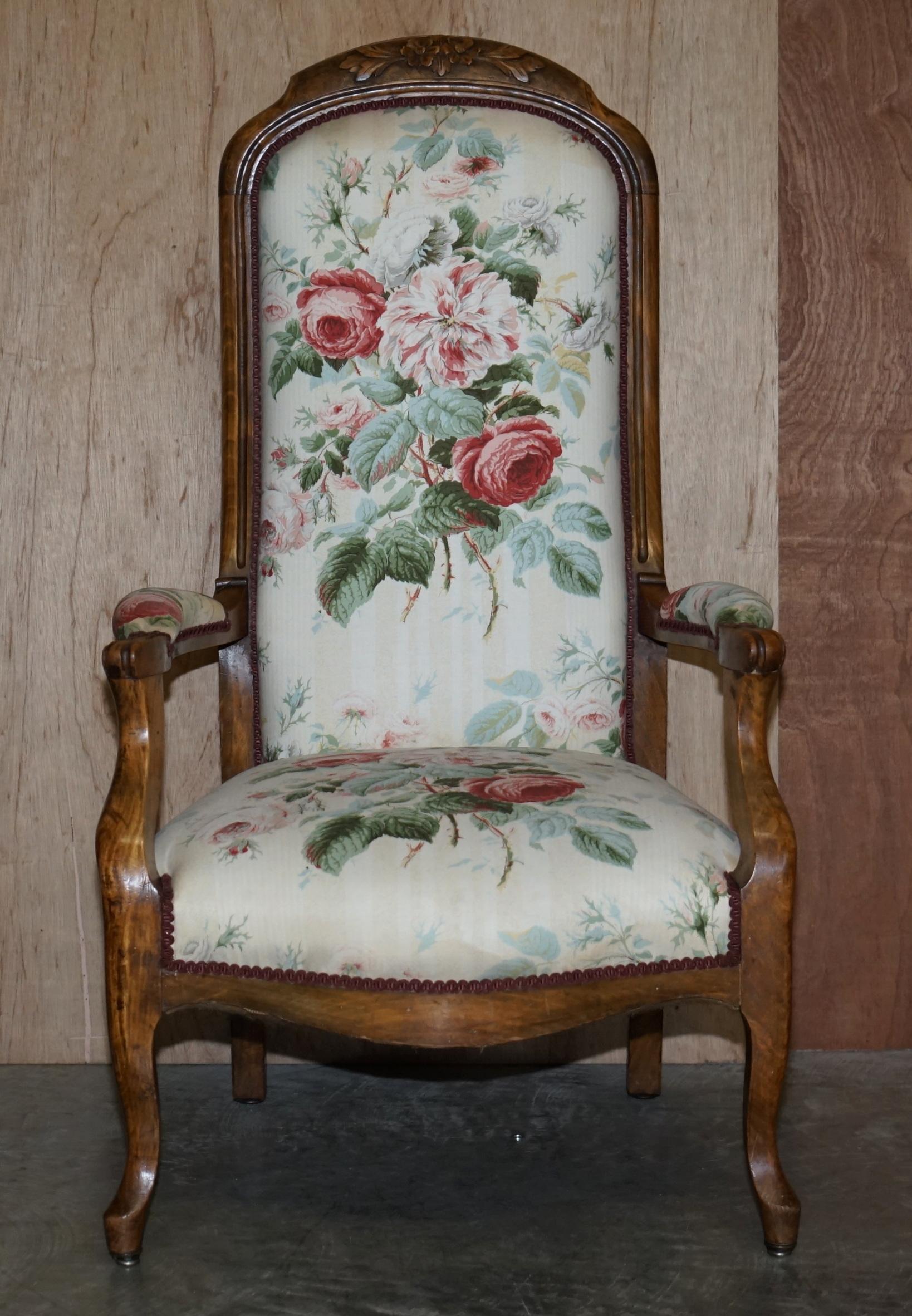 We are delighted to offer this lovely Colexfax & Fowler floral upholstered Victorian armchair with hand carved show frame 

A very good looking and well made chair, this is what's called a show frame, the idea being was a cabinet maker would take