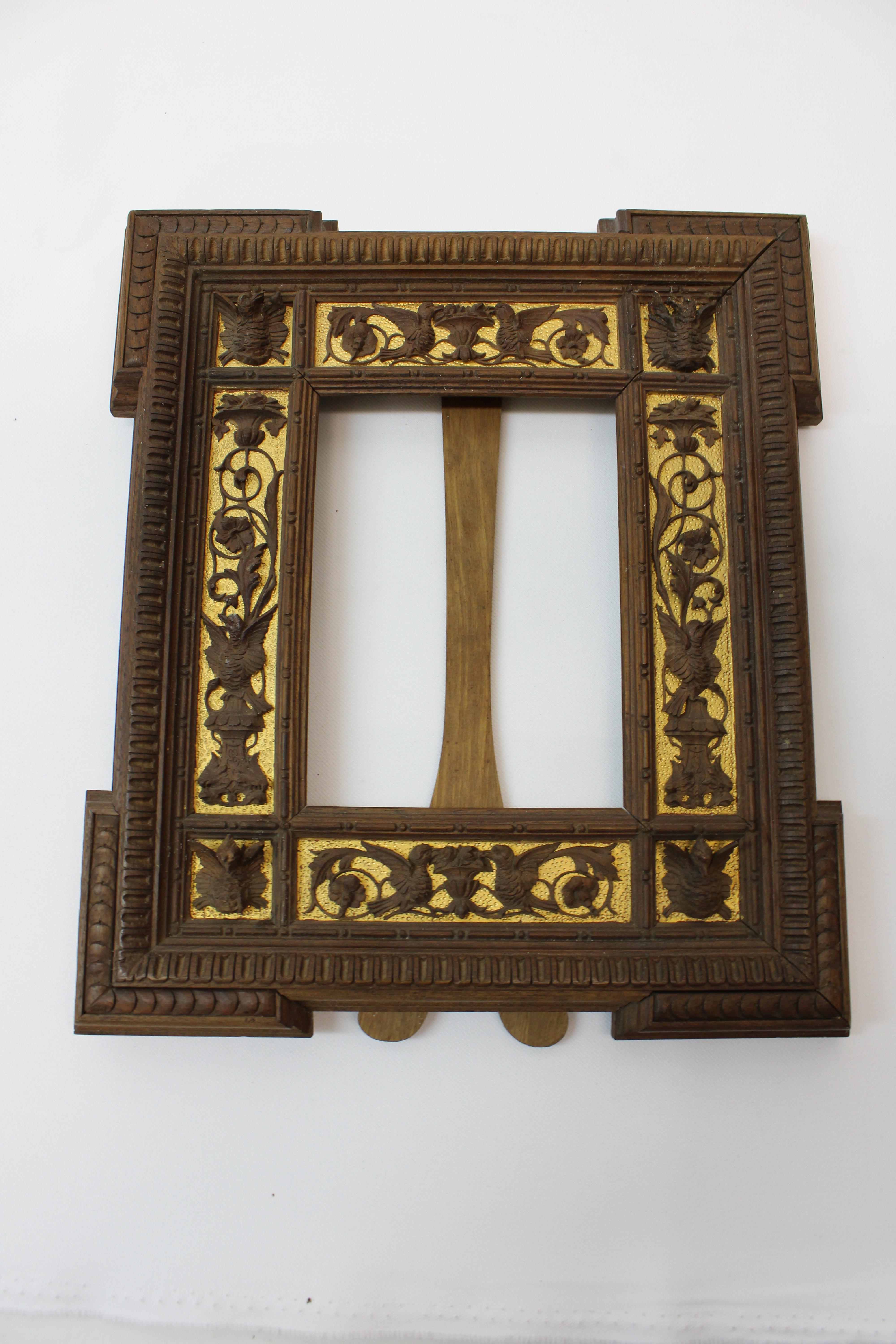 Victorian Hand Carved Wood Easel Frame For Sale 4