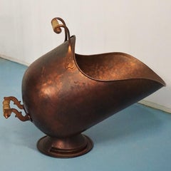 Victorian Hand-Crafted Copper Helmet Coal Scuttle or Log Holder