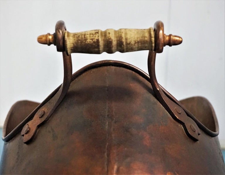 Victorian Hand-Crafted Copper Helmet Coal Scuttle or Log Holder at 1stDibs