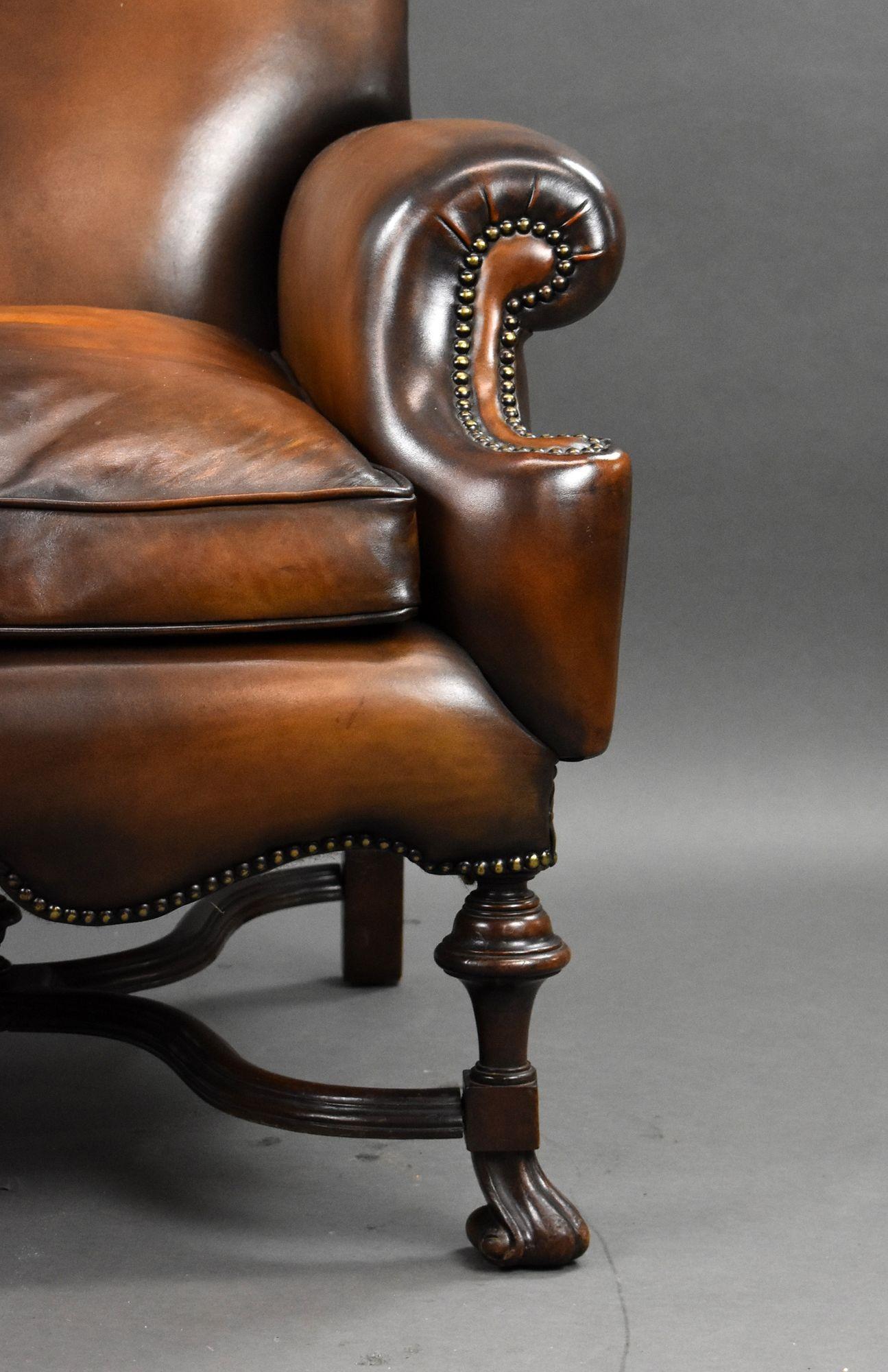 XIXe siècle Fauteuil victorien en cuir teint à la main en vente