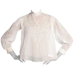 Victorian Hand Embroidered Organic Cotton Lace Blouse