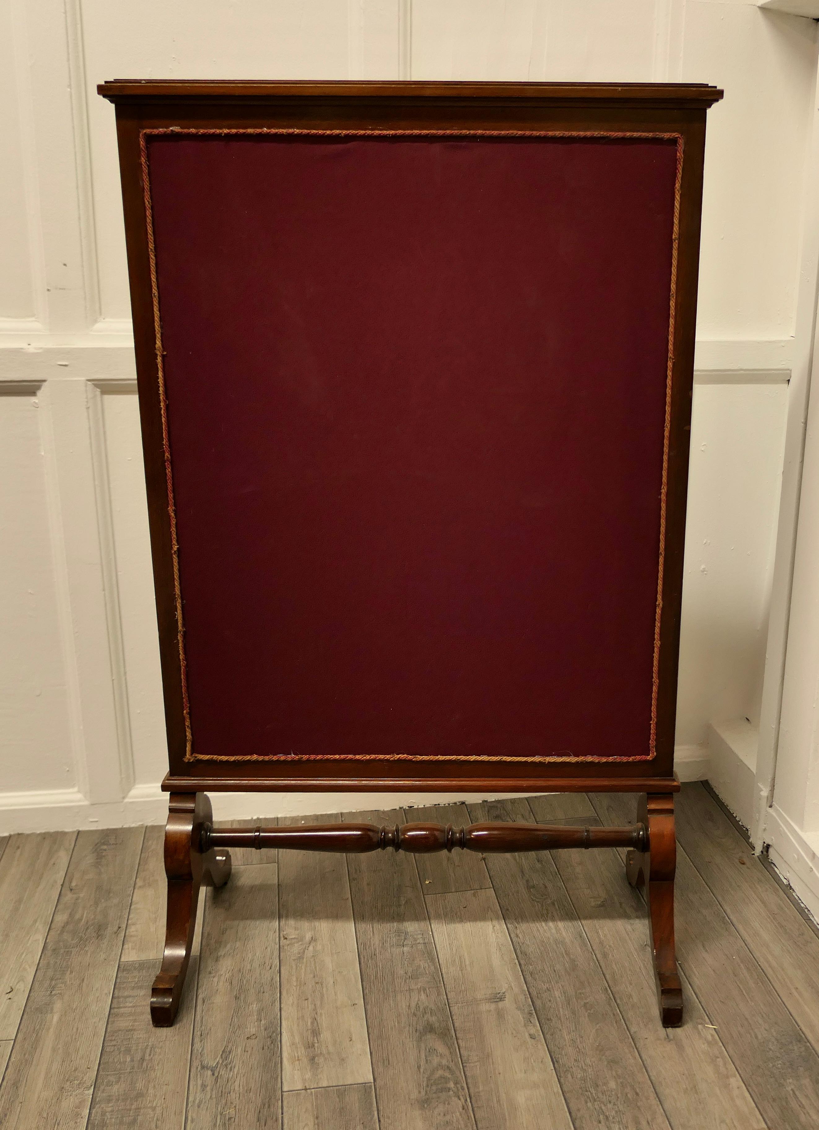 Victorian Hand Embroidered Silk and Mahogany Fire Screen For Sale 2