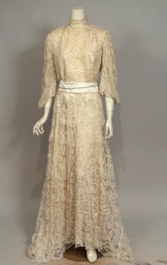 Victorian Hand Made Tape Lace Two Piece Evening or Wedding Gown