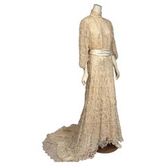 Vestido de dos piezas de encaje de cinta hecho a mano al estilo victoriano, ideal para una velada o una boda