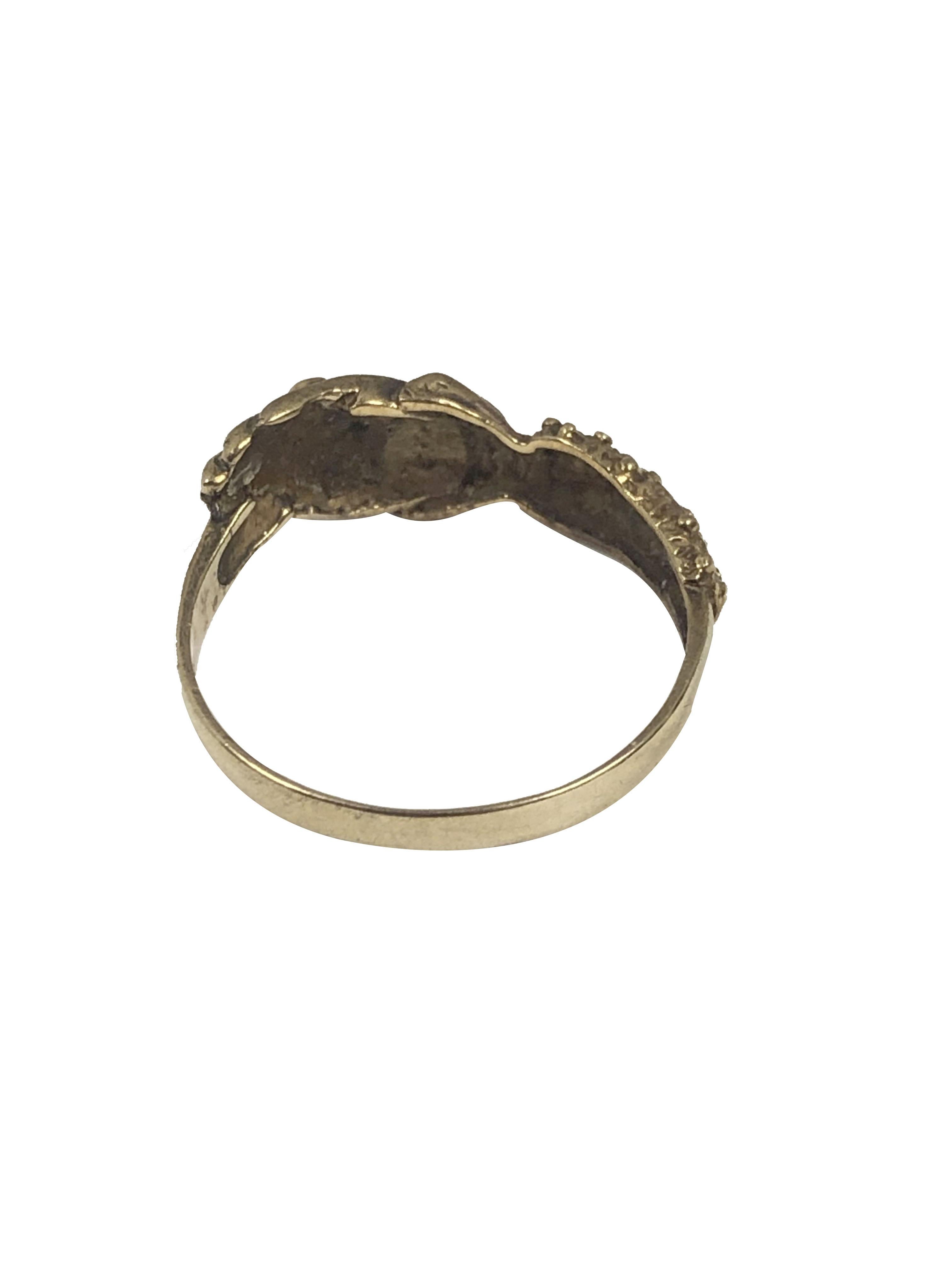 Old Mine Cut Victorian Hand over Heart 9K Yellow Gold and Diamond Ring For Sale