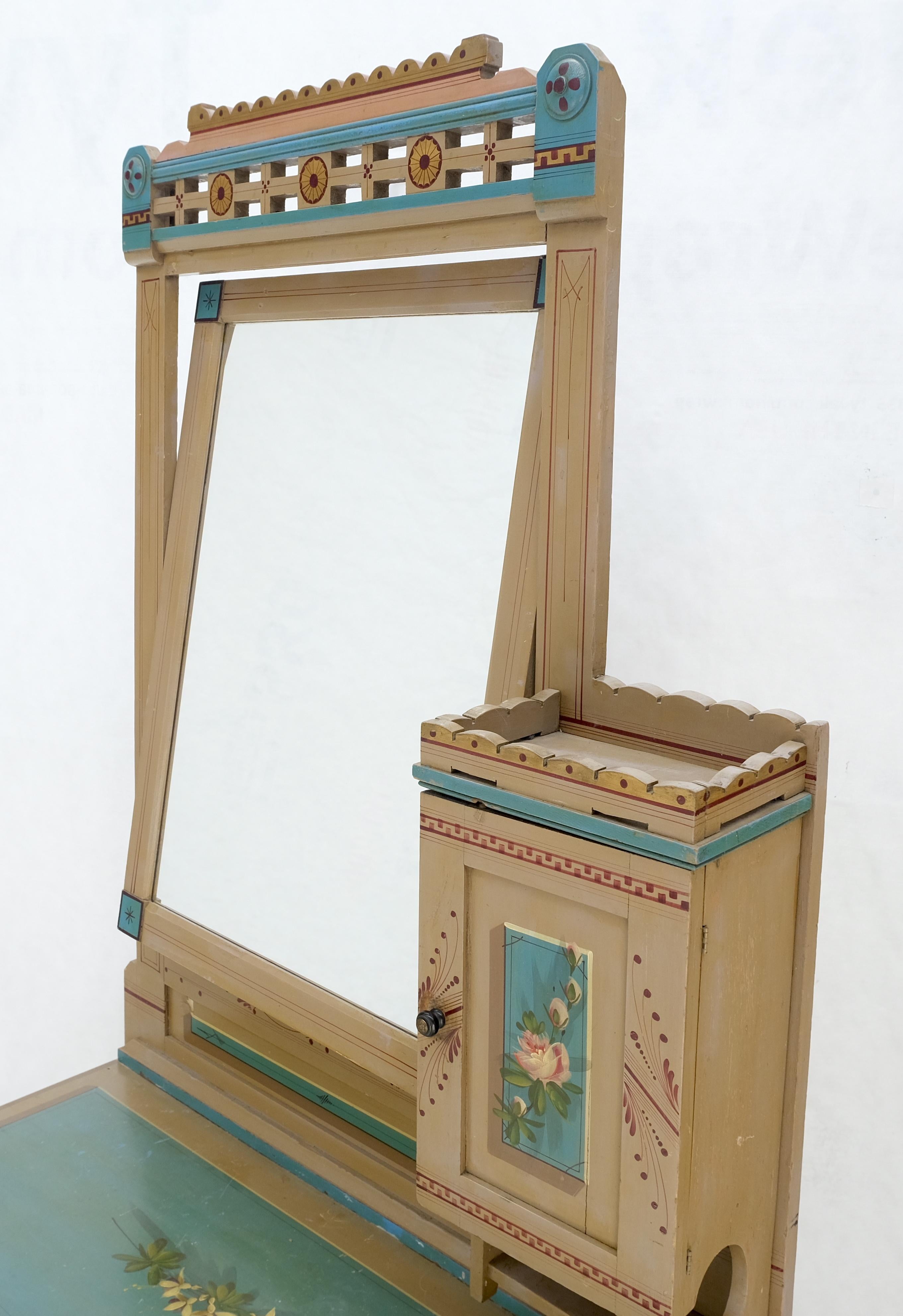 Viktorianische Hand gemalt Kommode Spiegel König Bett Kopfteil Stuhl Fußhocker Schubladen im Angebot 6