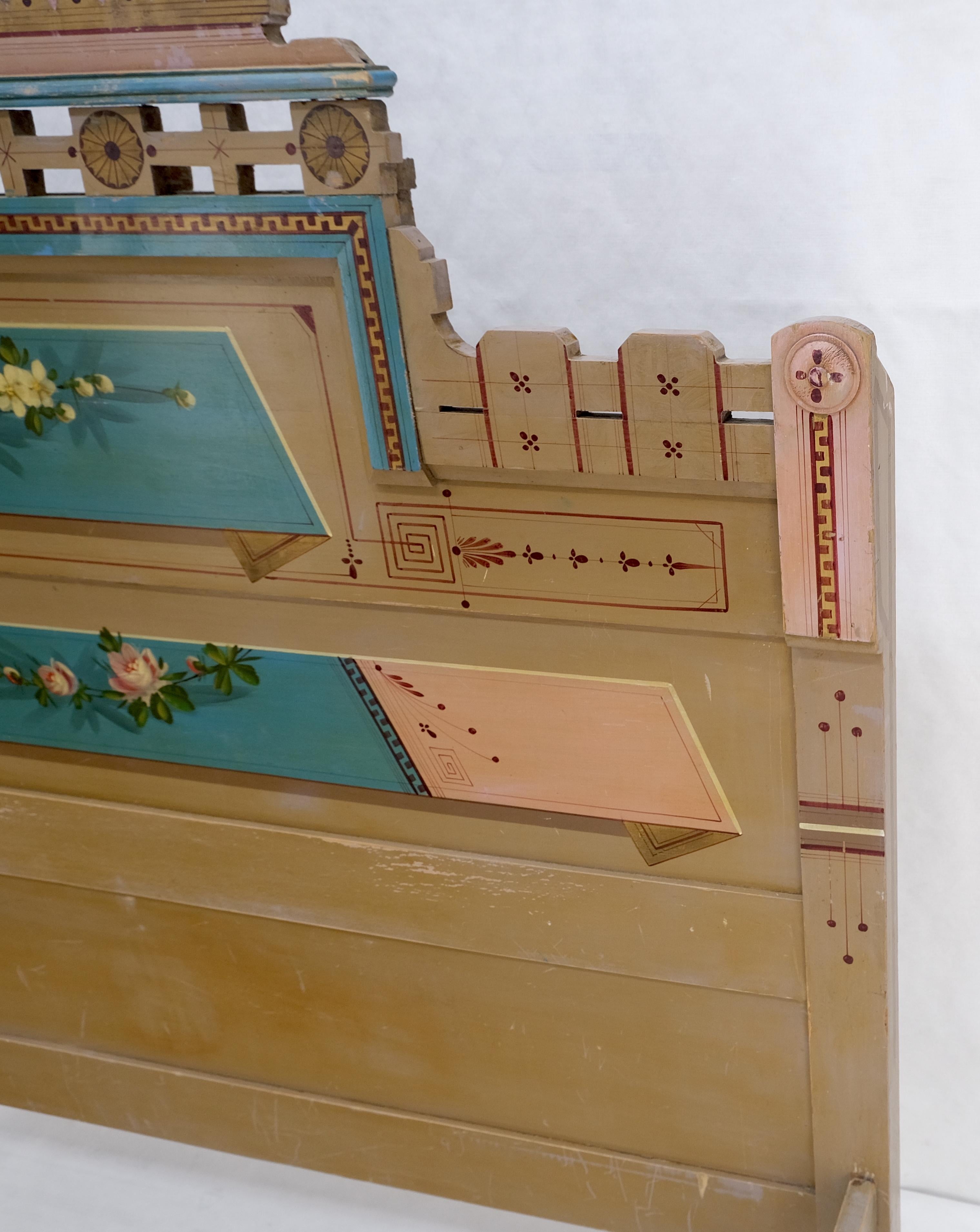 Viktorianische Hand gemalt Kommode Spiegel König Bett Kopfteil Stuhl Fußhocker Schubladen im Angebot 11