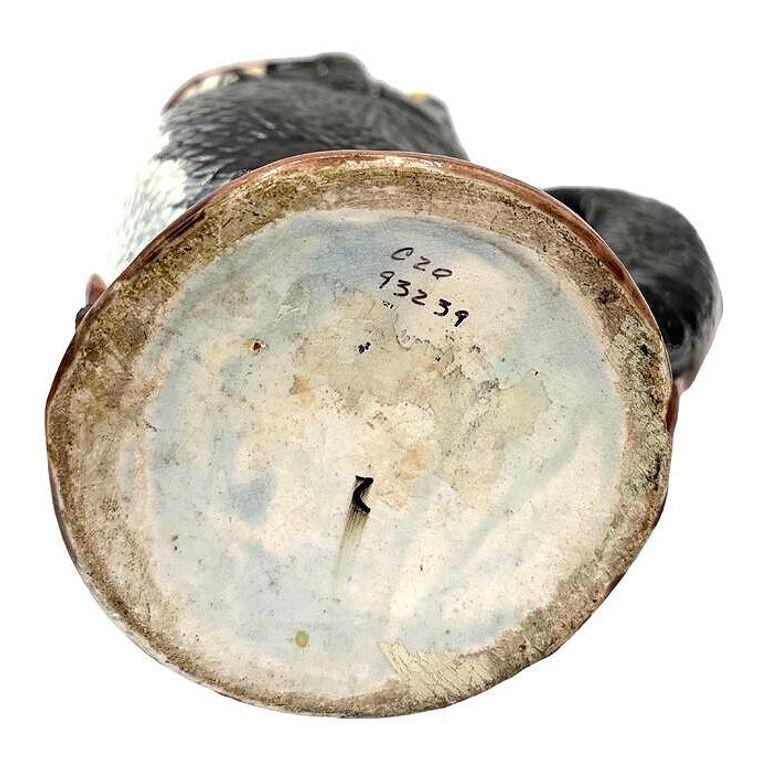 Jarra victoriana de cerámica pintada a mano de pez gorjeador de mayólica siglo XIX en venta