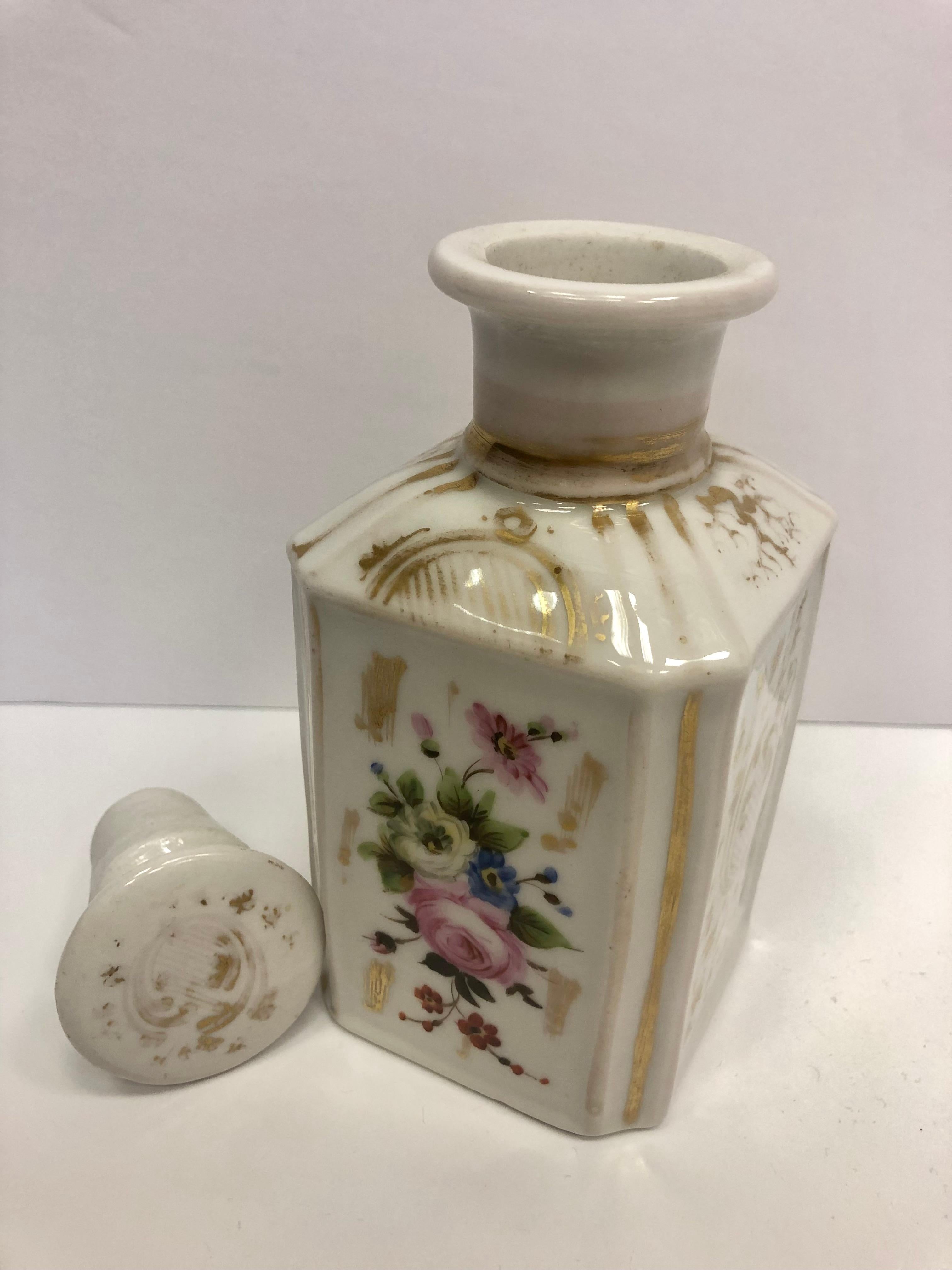 Victorian Hand Painted Porcelain Tea Caddy, English, 1870 For Sale 1