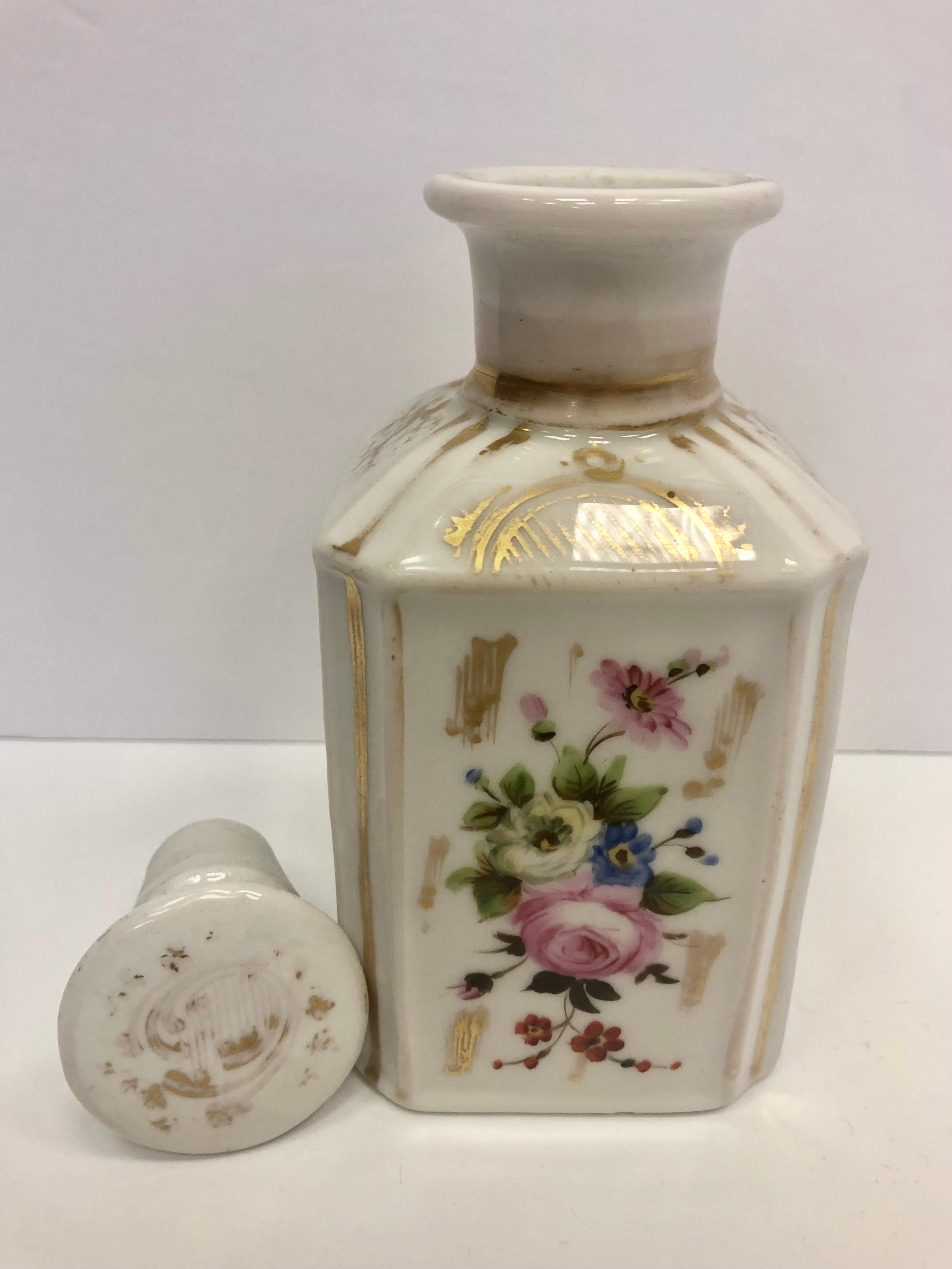 Victorian Hand Painted Porcelain Tea Caddy, English, 1870 For Sale 2