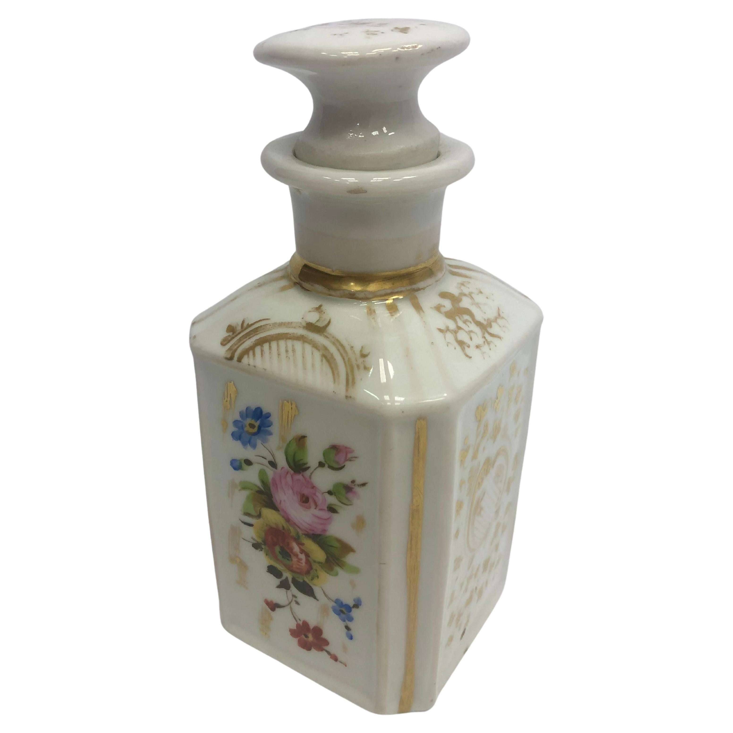 Victorian Hand Painted Porcelain Tea Caddy, English, 1870 For Sale