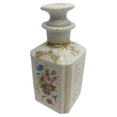 Caja de té victoriana de porcelana pintada a mano, inglesa, 1870