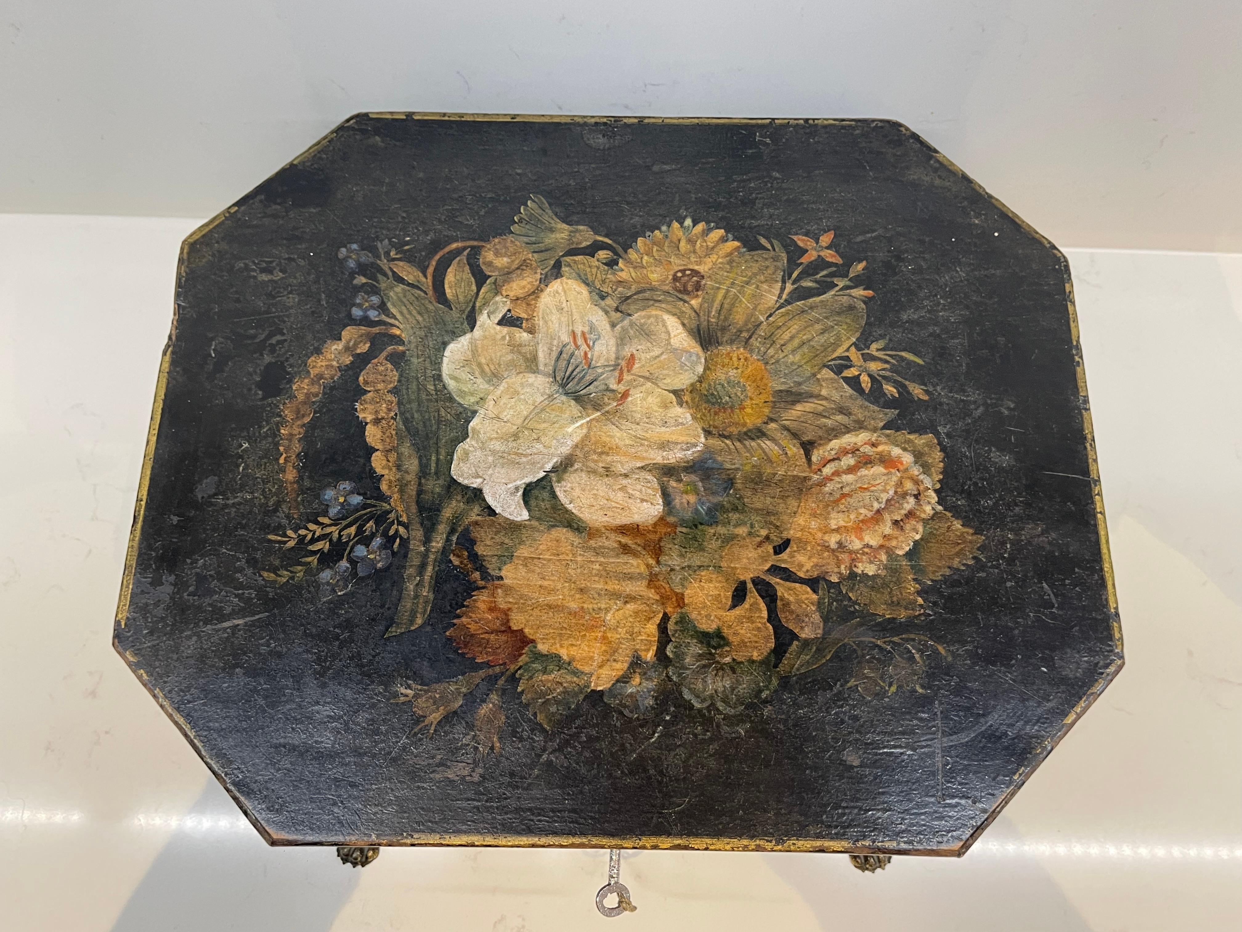 Caja victoriana de madera pintada a mano en Bueno estado para la venta en Southall, GB